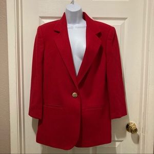 Sag harbor women’s vintage  business 100% wool red jacket blazer size 8 Large